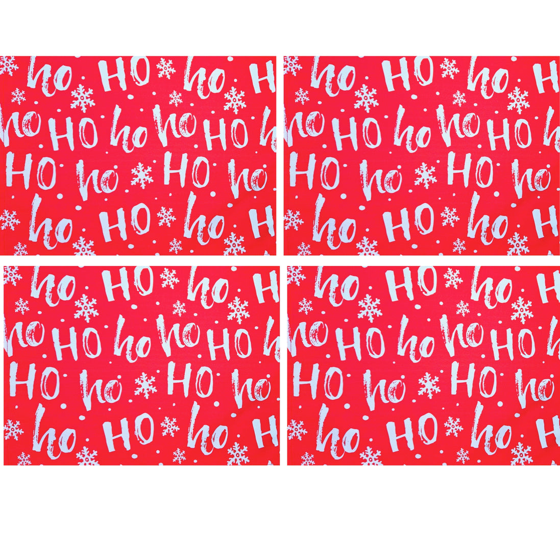 Set of 4 Placemats Ho ho ho Red Christmas Cloth Waterproof 17" by 13"