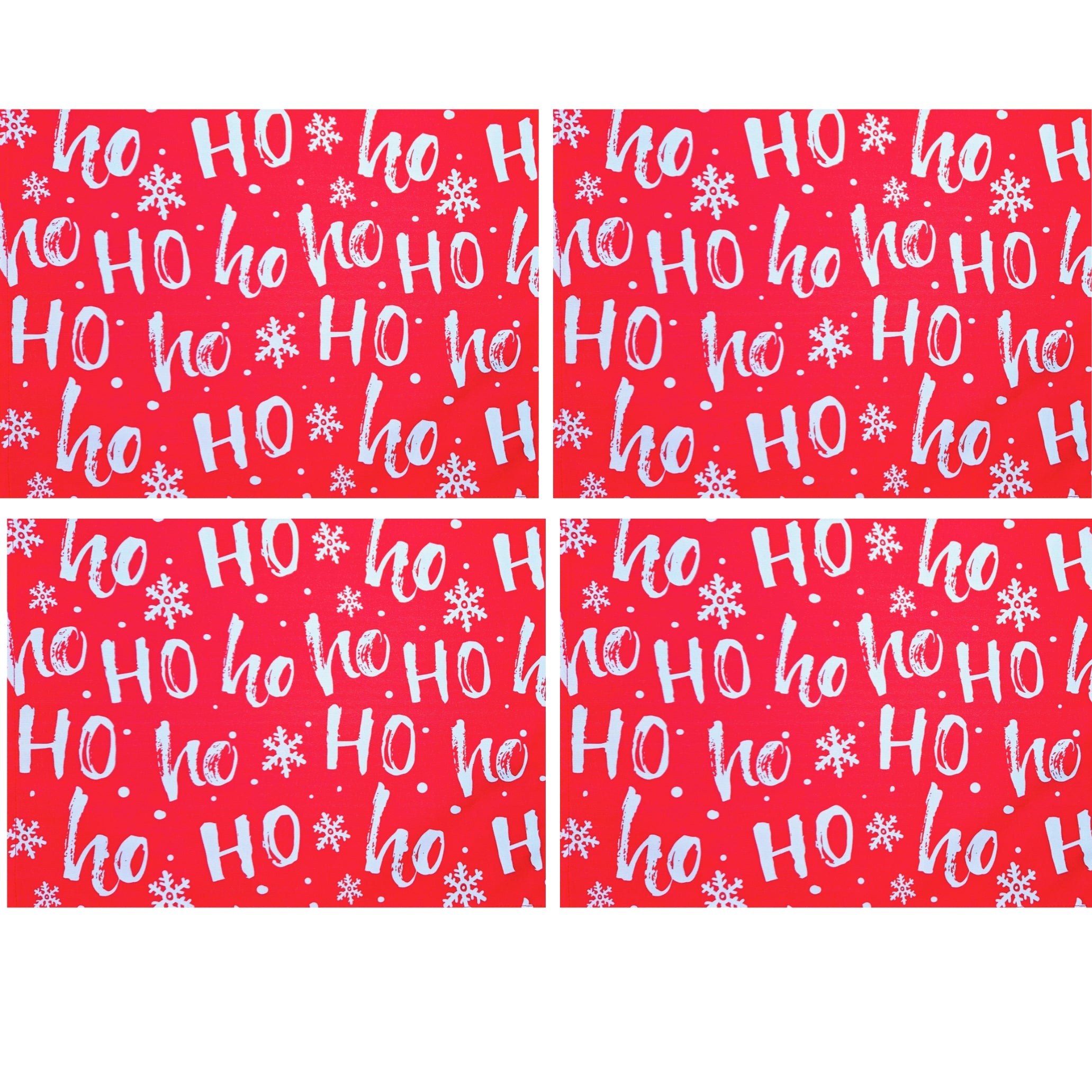Set of 4 Placemats Ho ho ho Red Christmas Cloth Waterproof 17