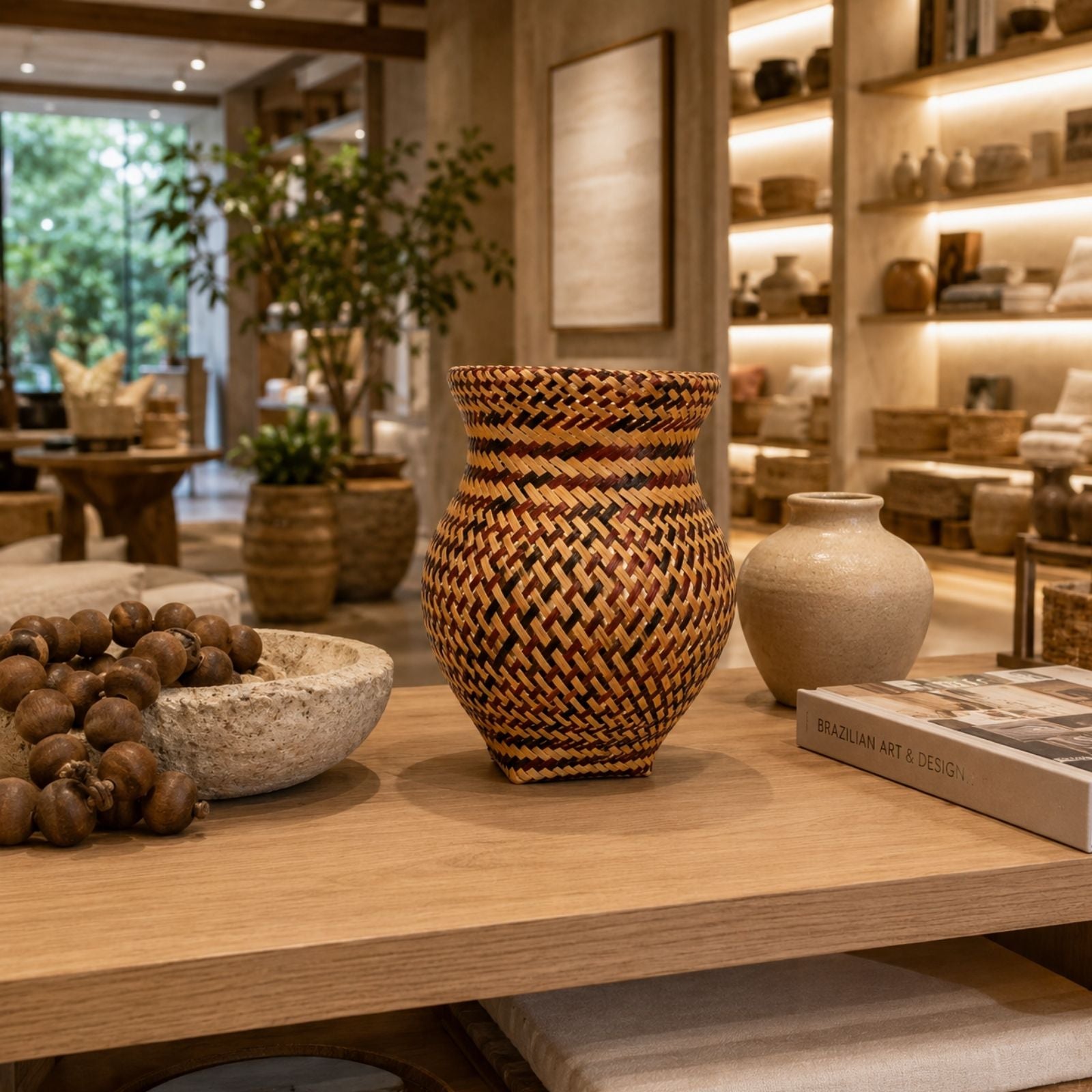 Brazilian Indigenous Art | Urutu Baniwa Jar – Terracotta & Black 6.30 x 6.30 x 9.06 in