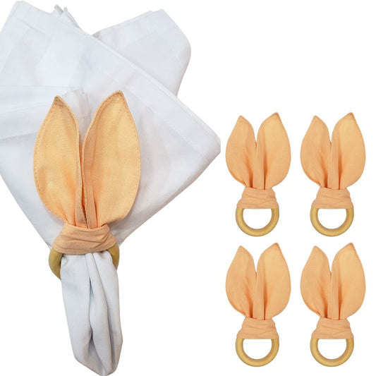 Maison Charlo | Easter Set of 4 Beige Macaroon Bunny Ears Napkin Rings | Dining Table Decor