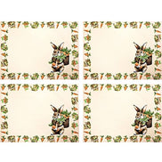 Set of 4 Polka Dot Orange Waterproof Rectangular Placemats Easter 17
