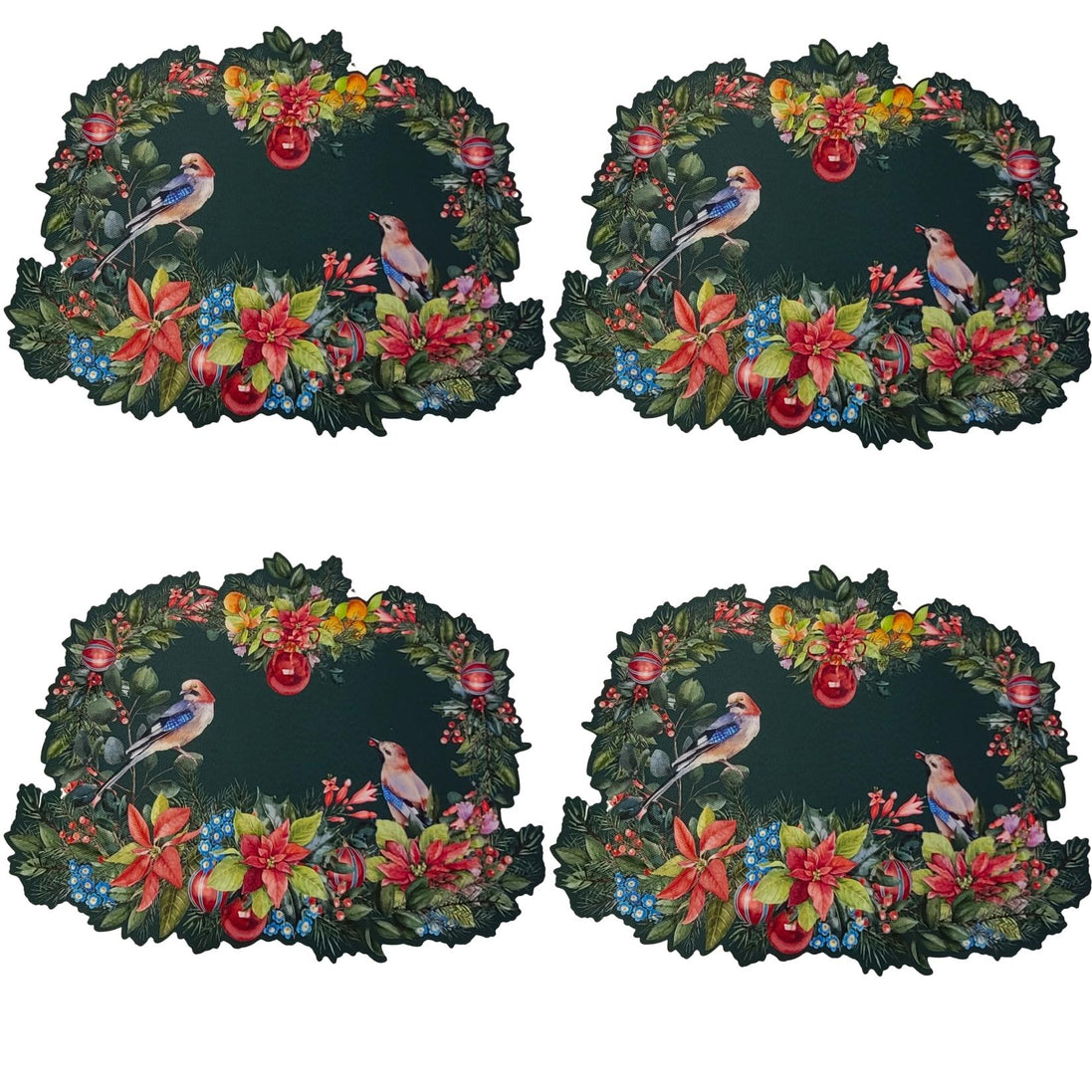 Maison Charlô - Set of 4 Waterproof Placemats Christmas Bird - Green