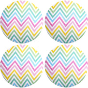 Conjunto de 4 capas de lugar-americano redondas de 14 polegadas de diâmetro Chevron Joy cores pastel