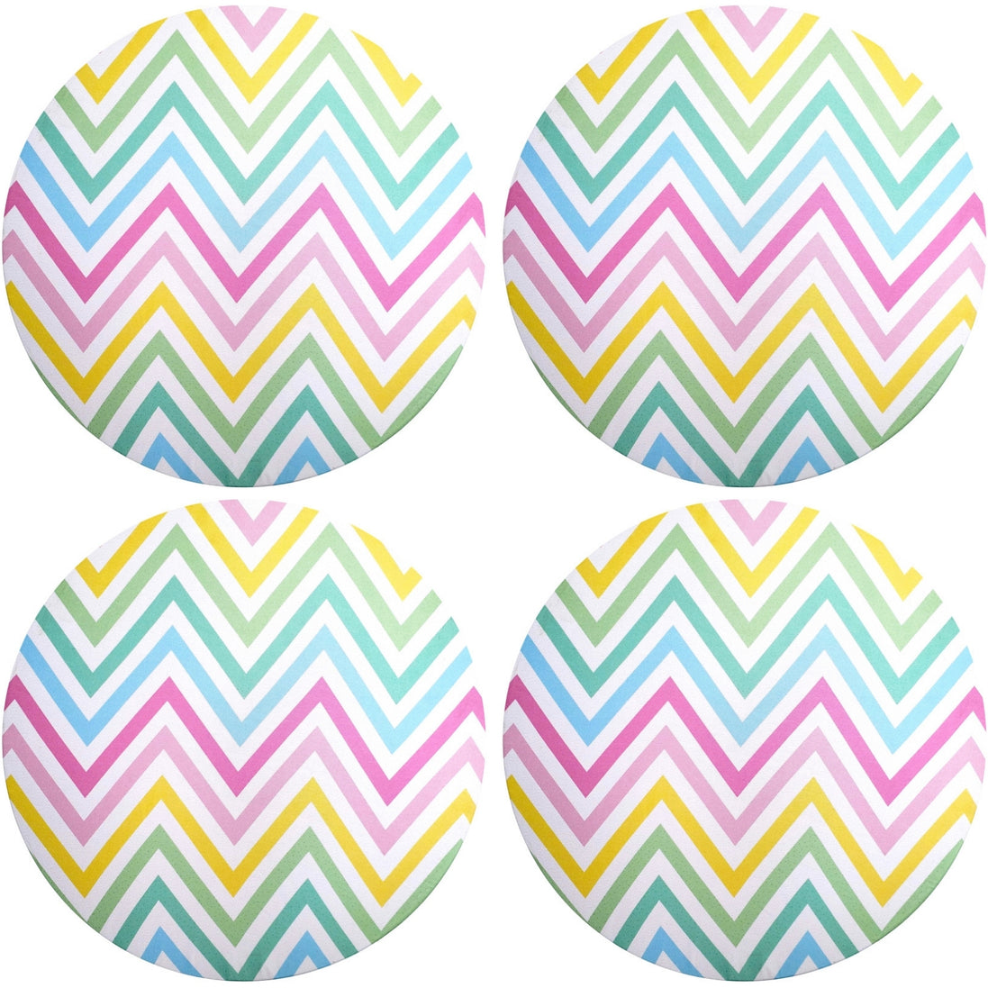 Conjunto de 4 capas de lugar-americano redondas de 14 polegadas de diâmetro Chevron Joy cores pastel