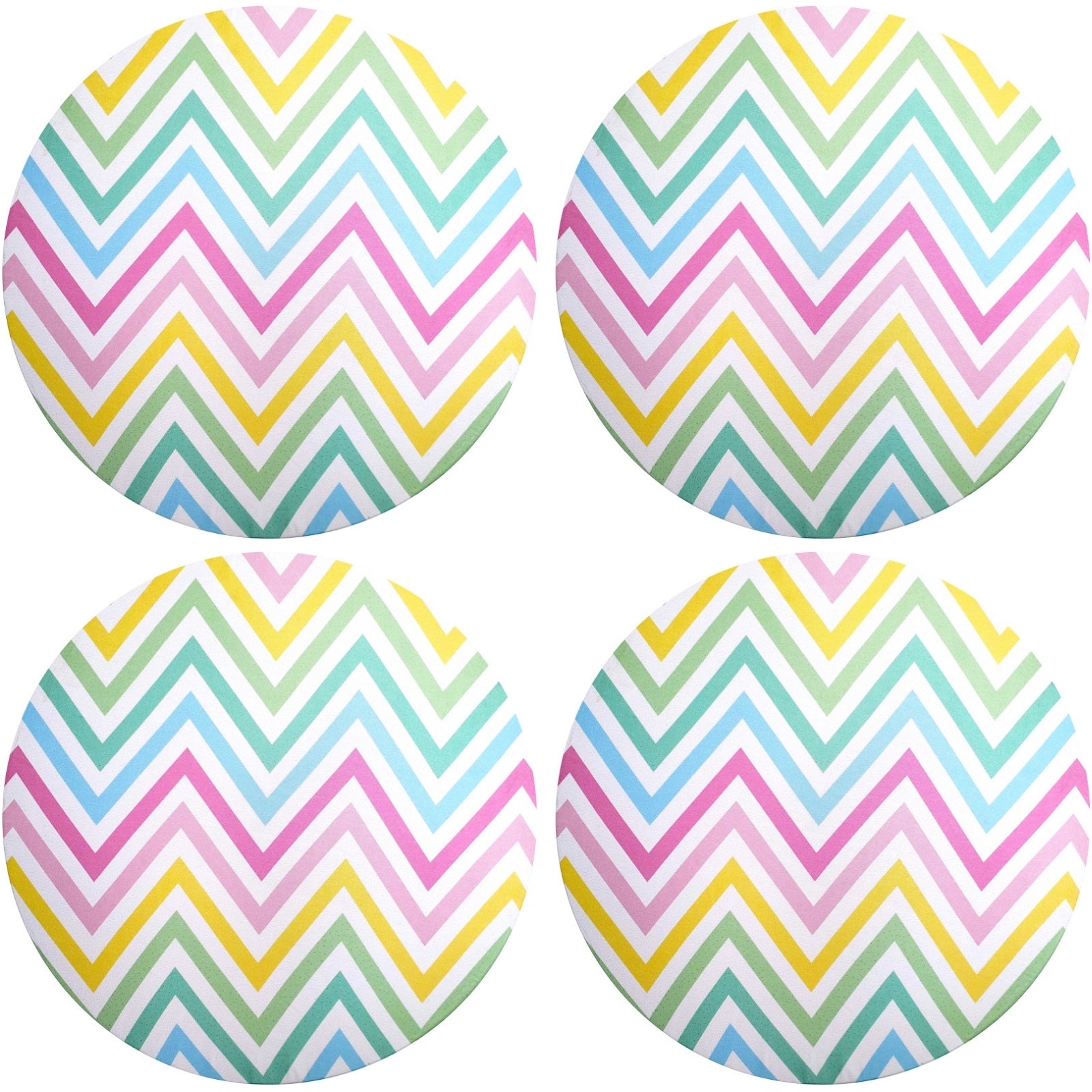 Conjunto de 4 capas de lugar-americano redondas de 14 polegadas de diâmetro Chevron Joy cores pastel