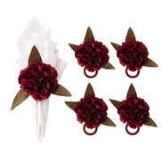 Maison Charlô | Conjunto de 4 Anéis de Guardanapo de Cravo Marsala Vermelho para eventos, casamento, festa, aniversário