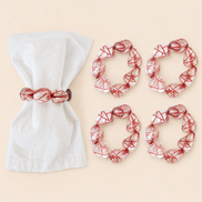 Maison Charlo Set of 4 Red Swirl Beaded Napkin Rings