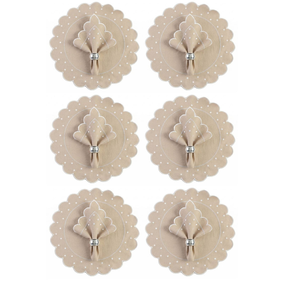 12-Piece Placemat & Napkin Set for 6 – Embroidered Polka Dot Table Decor 19.7 x 13.8 in