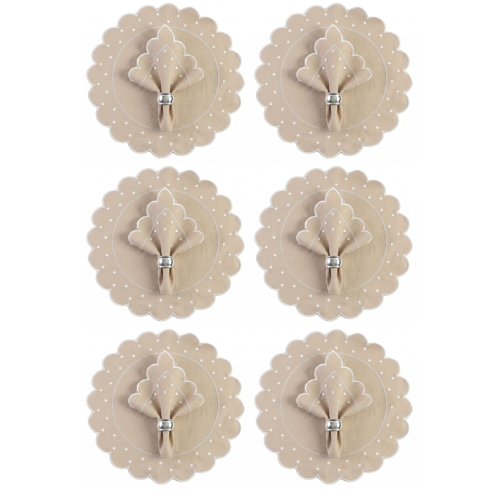 12-Piece Placemat & Napkin Set for 6 – Embroidered Polka Dot Table Decor 19.7 x 13.8 in