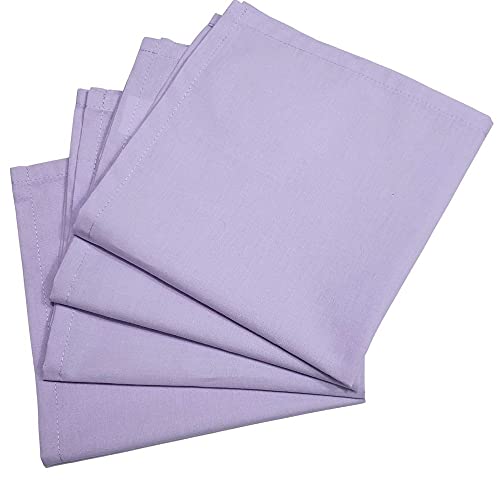 Charlo's Set of 4 Lilac 100% Cotton Solid Cloth Napkins 15" by 15" Washable Reusable