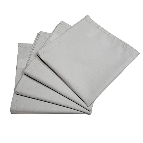 Charlo - Conjunto de 4 Guardanapos de Pano Sólidos 100% Algodão Cinza Claro 38x38cm Laváveis Reutilizáveis