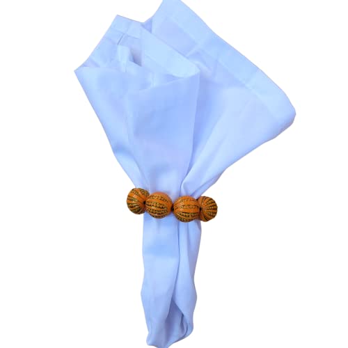 Conjunto de 4 Anéis de Guardanapo de Contas Laranja Dourado