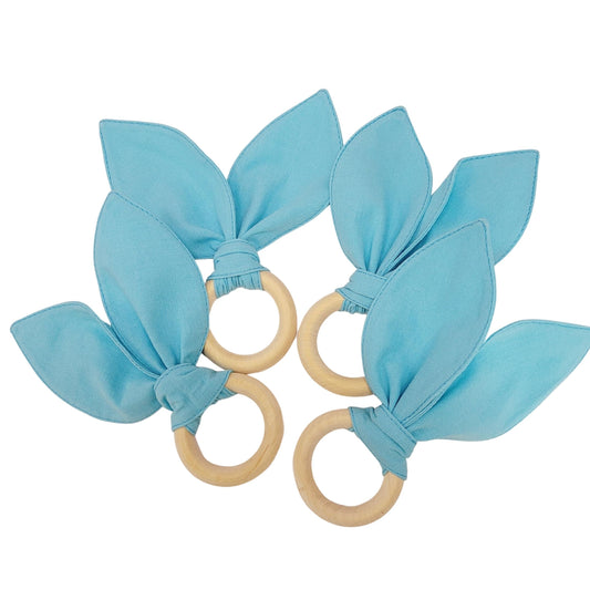 Maison Charlo | Easter Set of 4 Blue Turquoise  Bunny Ears Napkin Rings | Dining Table Decor