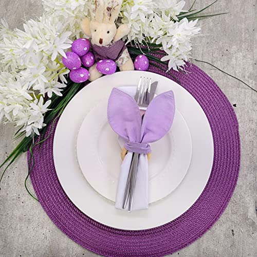 Maison Charlo | Conjunto de 4 Anéis de Guardanapo Orelhas de Coelho Lilás | Decorações de Páscoa para Mesa