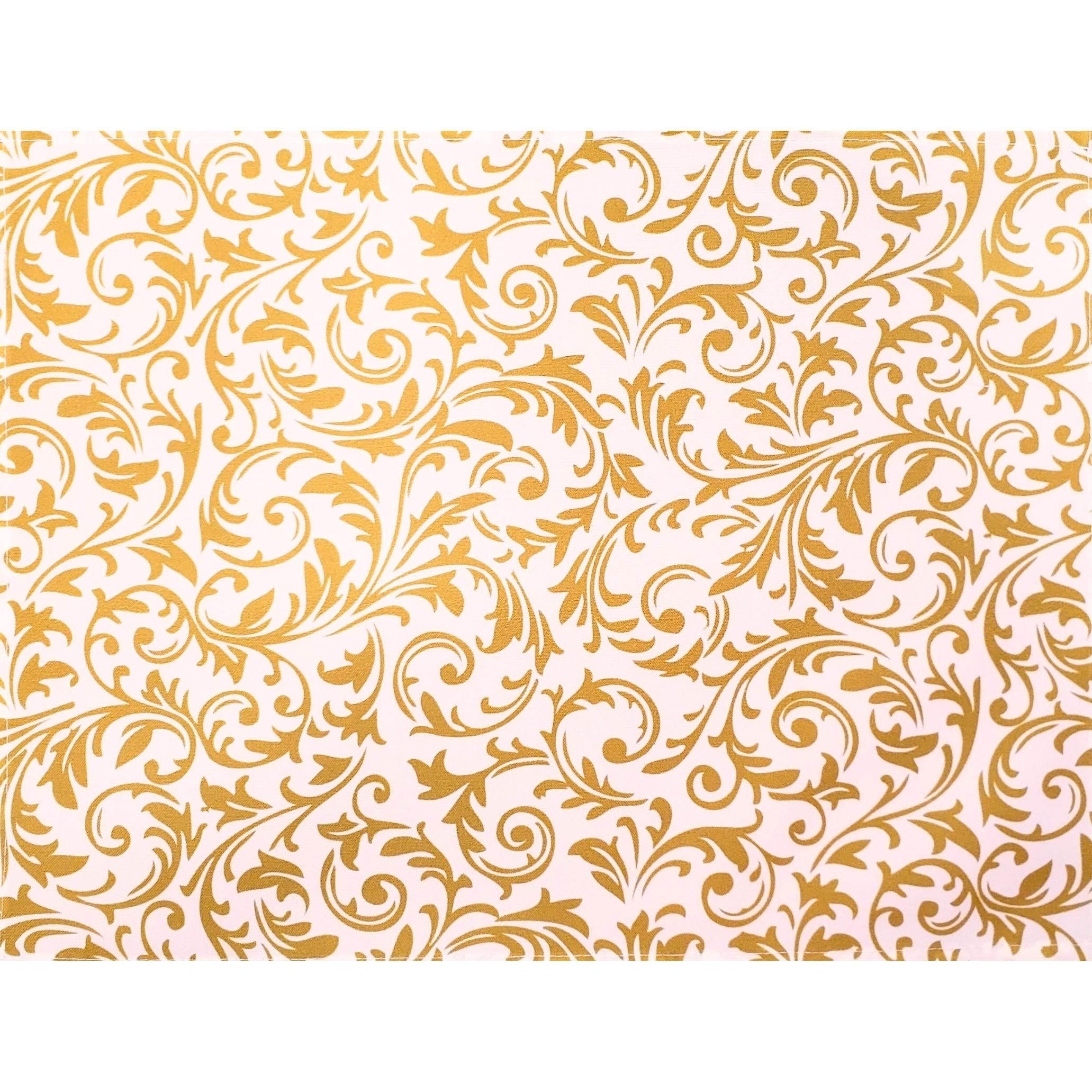Conjunto de 4 Jogos Americanos Arabesco Dourado Natal Tecido Impermeável 43cm x 33cm