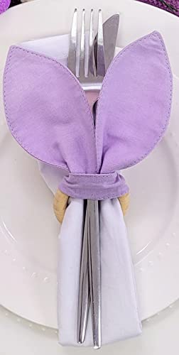 Maison Charlo | Conjunto de 4 Anéis de Guardanapo Orelhas de Coelho Lilás | Decorações de Páscoa para Mesa