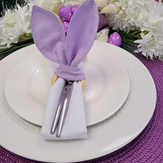 Maison Charlo | Conjunto de 4 Anéis de Guardanapo Orelhas de Coelho Lilás | Decorações de Páscoa para Mesa