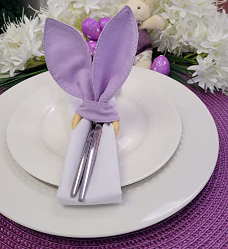 Maison Charlo | Conjunto de 4 Anéis de Guardanapo Orelhas de Coelho Lilás | Decorações de Páscoa para Mesa