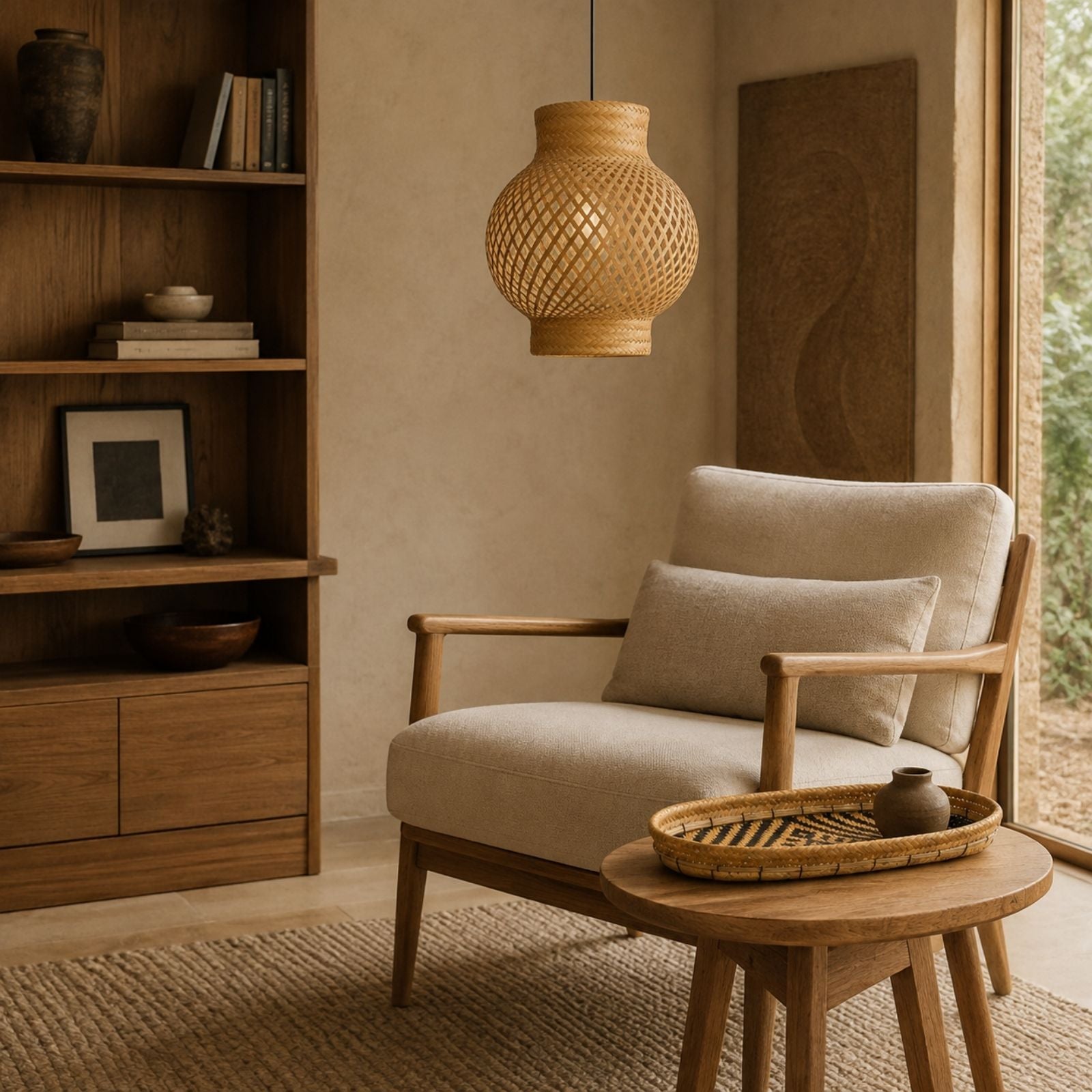 Brazilian Indigenous Art | Handwoven Natural Fiber Ceiling light