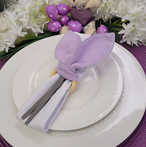 Maison Charlo | Conjunto de 4 Anéis de Guardanapo Orelhas de Coelho Lilás | Decorações de Páscoa para Mesa