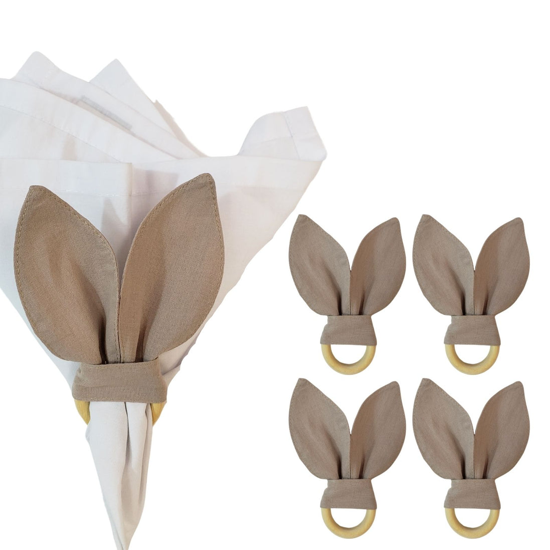 Maison Charlo | Anéis de Guardanapo Orelhas de Coelhinho Fendi, Conjunto de 4 para Páscoa | Decoração para Mesa de Jantar
