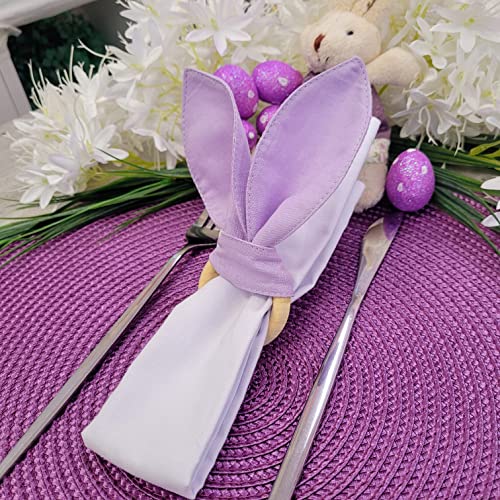 Maison Charlo | Conjunto de 4 Anéis de Guardanapo Orelhas de Coelho Lilás | Decorações de Páscoa para Mesa