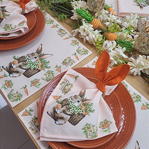 Set of 4 Polka Dot Orange Waterproof Rectangular Placemats Easter 17