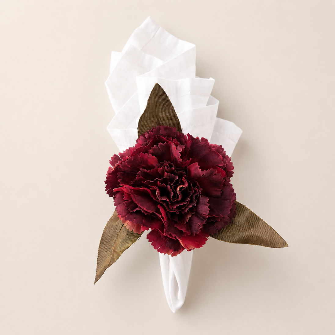 Maison Charlô | Conjunto de 4 Anéis de Guardanapo de Cravo Marsala Vermelho para eventos, casamento, festa, aniversário