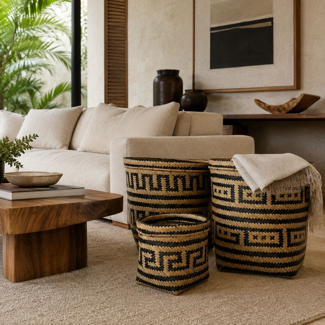 Brazilian Indigenous Art | Urutu Baniwa Basket – Serpentine Pattern – 10.24 in