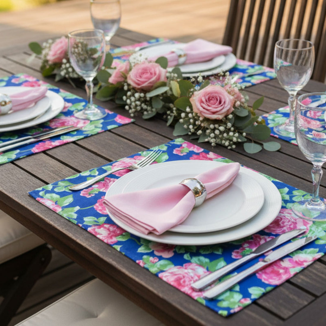 Charlo's Set of 4 Rectangular Placemats Celestial Floral 18" x 12"