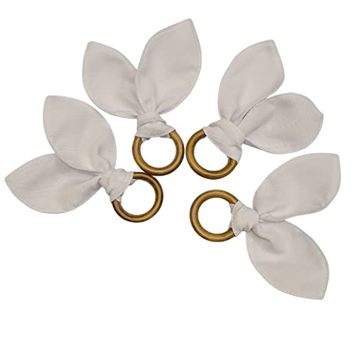 Maison Charlo | Conjunto com 4 Anéis de Guardanapo de Orelhas de Coelho Brancas | Decorações de Páscoa para Mesa