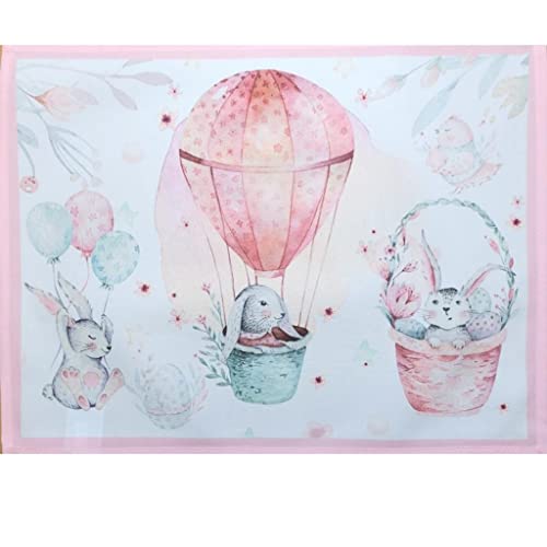 Charlo's Set of 4 Balloon Rose Waterproof Rectangular Placemats Easter 17" x 13"