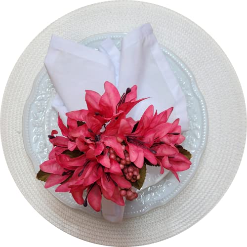 Maison Charlo Set of 4Pink Lilies Flower Celebration Napkin Rings