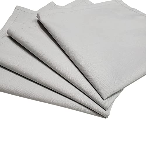 Charlo's Set of 4 Light Grey 100% Cotton Solid Cloth Napkins 15" by 15" Washable Reusable