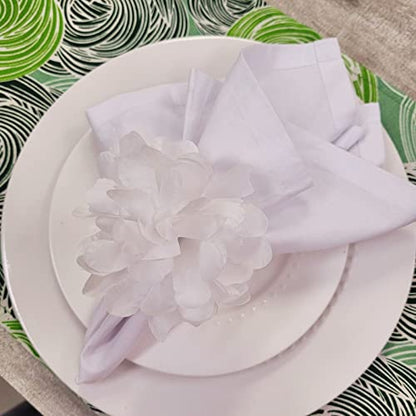 Charlo's Set of 10 White Snow Chrysanthemum Napkin Rings for dining table decor