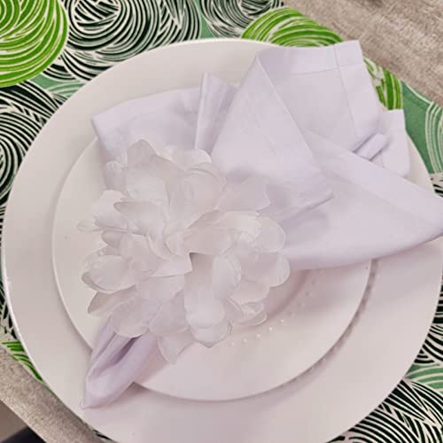 Charlo's Wholesale Set of 40 Snow White Chrysanthemum Flower Napkin Rings for party, wedding, shopkeeper, birthday, restaurant