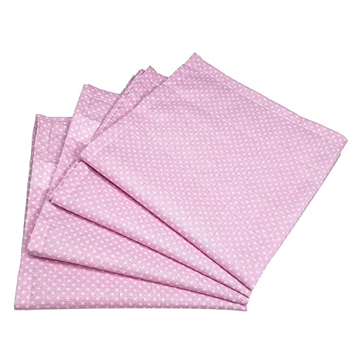 Charlo's Set of 4 Pink Polka Dot 100% Cotton Cloth Napkins 15" by 15" Washable Reusable