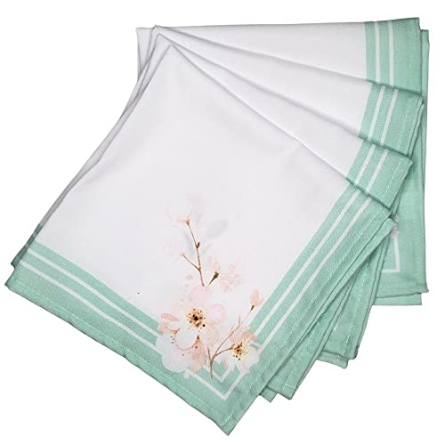 Charlo's Cloth Napkins Set of 4 Water Green Floral  16