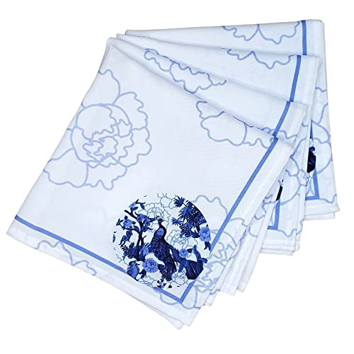 Charlo's Cloth Napkins Set of 4 Peacock 16" by 16" - Blue