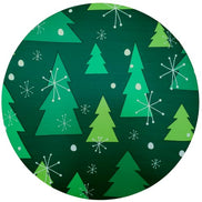 Conjunto de 4 capas para jogo americano redondas, em tecido, Estampa Árvore de Natal Verde, 35,5 cm de diâmetro | Verde