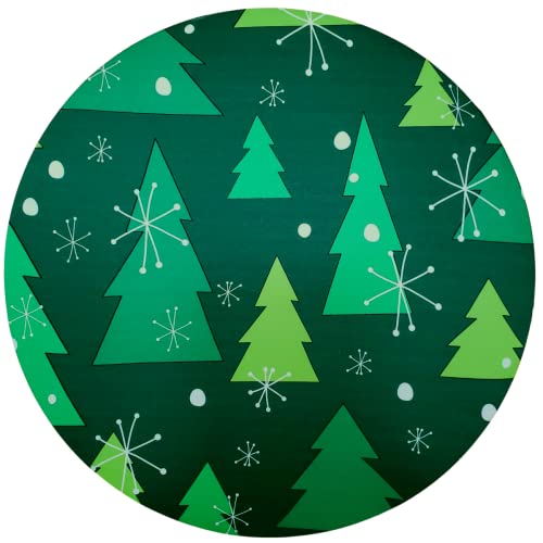Conjunto de 4 capas para jogo americano redondas, em tecido, Estampa Árvore de Natal Verde, 35,5 cm de diâmetro | Verde