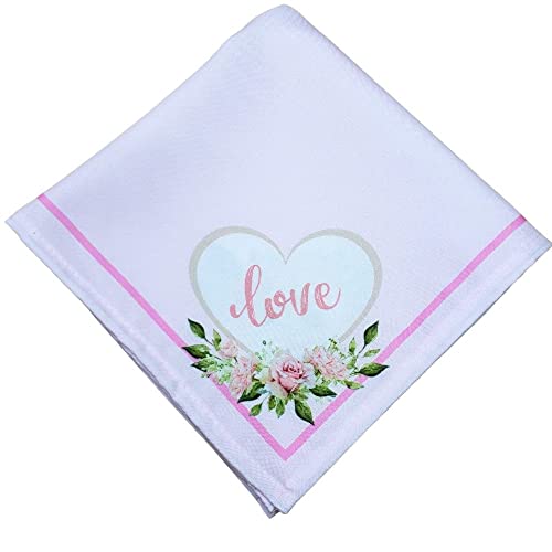 Charlo's Cloth Napkins Set of 4 Love Heart 16" by 16" - Pink