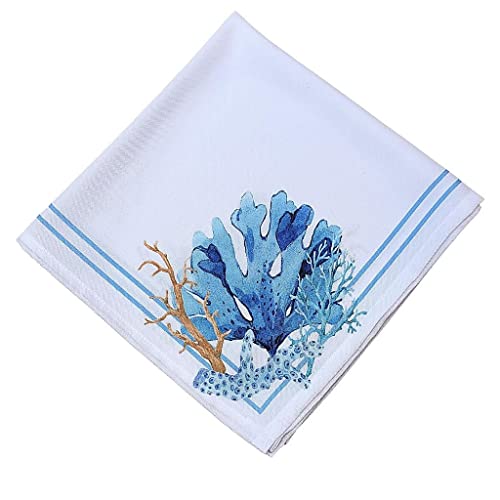 Charlo's Cloth Napkins Set of 4 Blue Coral 16" by 16" - Blue