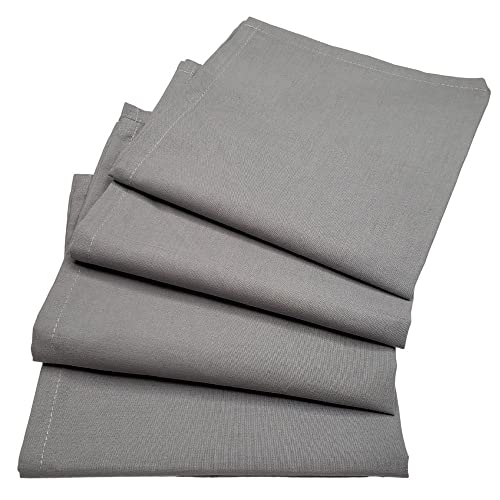 Charlo's Set of 4 Grey 100% Cotton Solid Cloth Napkins 15" by 15" Washable Reusable