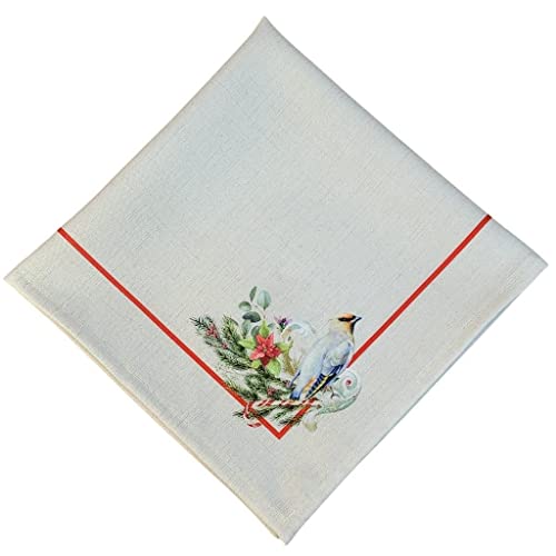 Charlo's Cloth Napkins Set of 4 Christmas Lamp and Bird 16