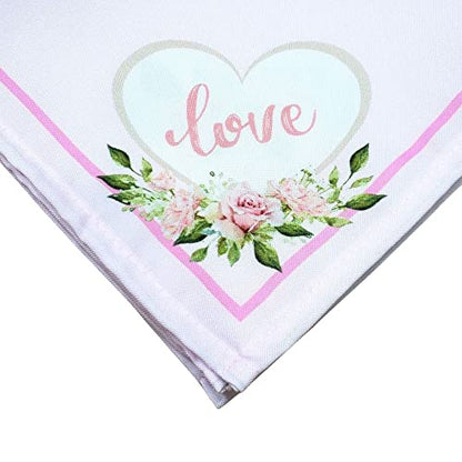Charlo's Cloth Napkins Set of 4 Love Heart 16" by 16" - Pink