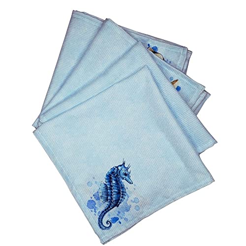 Charlo's Cloth Napkins Set of 4 Blue Seas 16" by 16" - Blue