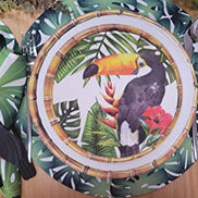 Conjunto de 4 capas de lugar-americano redondas com tema Folha de Monstera (14 polegadas de diâmetro)