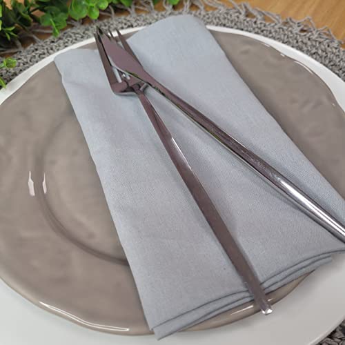 Charlo - Conjunto de 4 Guardanapos de Pano Sólidos 100% Algodão Cinza Claro 38x38cm Laváveis Reutilizáveis