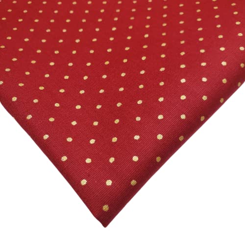 Charlo's Set of 4 Red Gold Polka Dot 100% Cotton Cloth Napkins 15" by 15" Washable Reusable